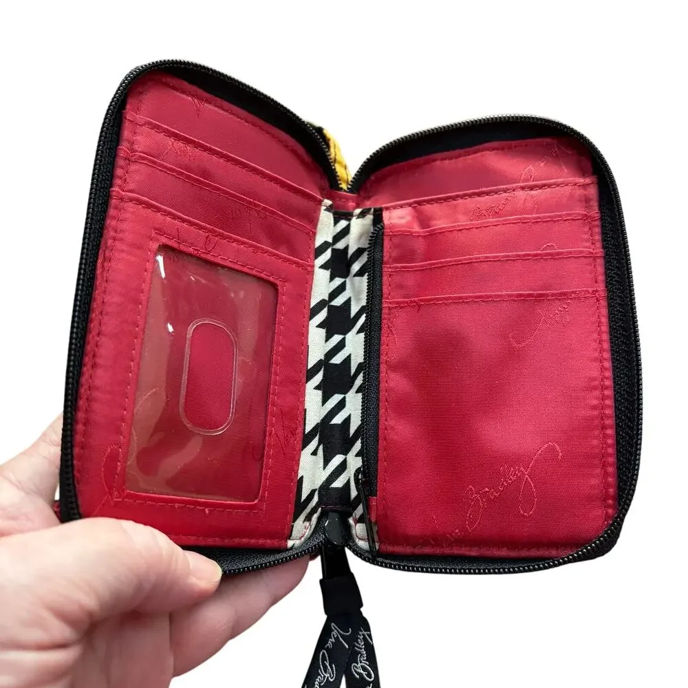 Vera Bradley wristlet wallet quilted cotton gold red black mini zip around style